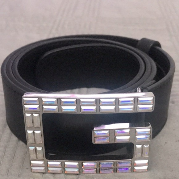 Authentic Gucci leather Crystal Squared G Belt size 80-32 with Dust Bag - Picture 4 of 7